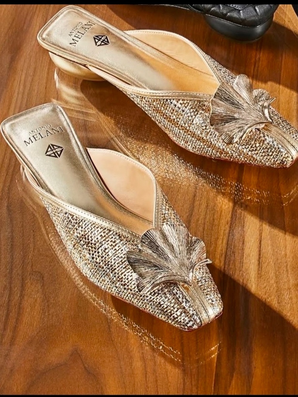 Antonio Melani Joy Woven Tinsel Ornamented Dress Mules